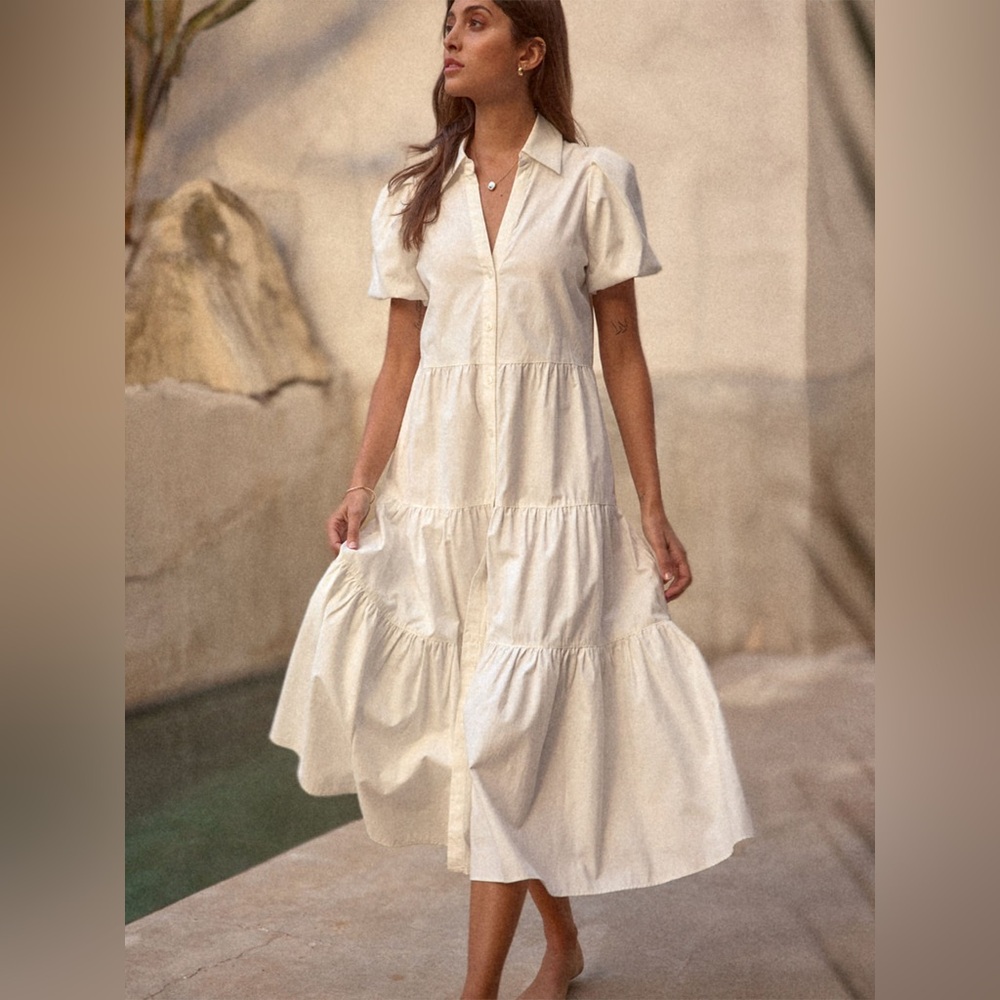 Brochu Walker Havana Maxi Dress, Large, Puff Sleeve Ivory - Picture 4 of 15
